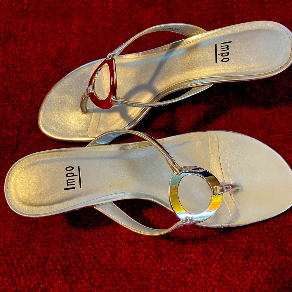 Silver Kitten heel sandal